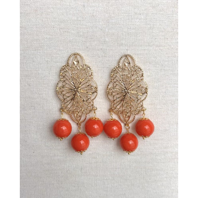 Pendientes Marta coral intenso