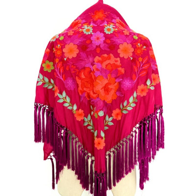 Mantoncillo Remedios fucsia con rosa