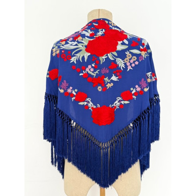 Mantoncillo Cartuja azul eléctrico con rojo