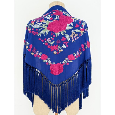 Mantoncillo Cartuja azul eléctrico con rosa