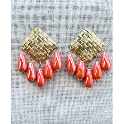 Pendientes Rosario naranja