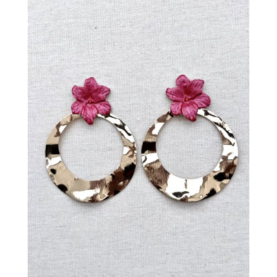 Pendientes Flor rojizo